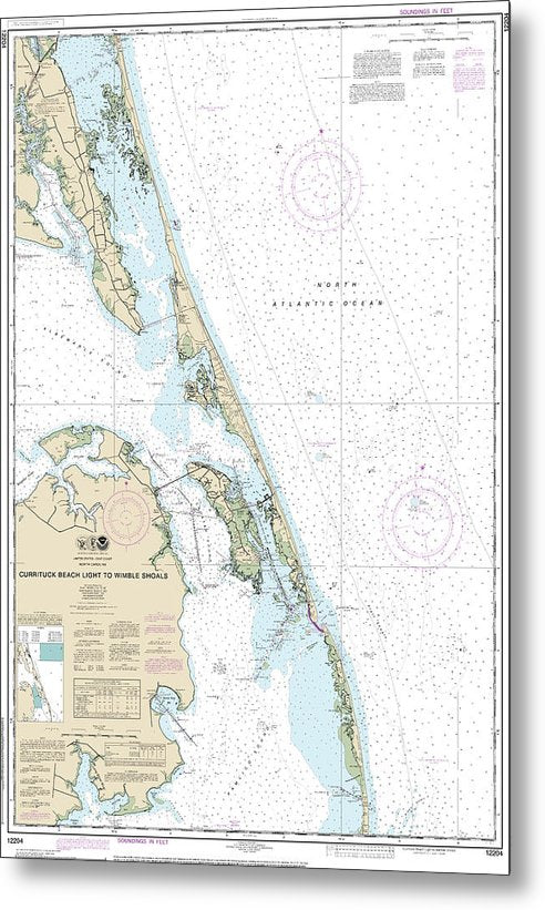 A beuatiful Metal Print of the Nautical Chart-12204 Currituck Beach Light-Wimble Shoals - Metal Print by SeaKoast.  100% Guarenteed!