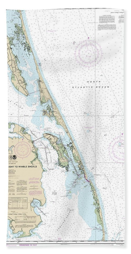 Nautical Chart-12204 Currituck Beach Light-wimble Shoals - Bath Towel