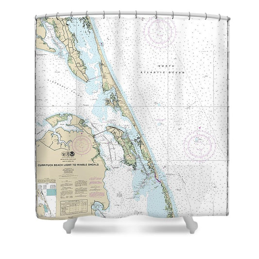 Nautical Chart 12204 Currituck Beach Light Wimble Shoals Shower Curtain