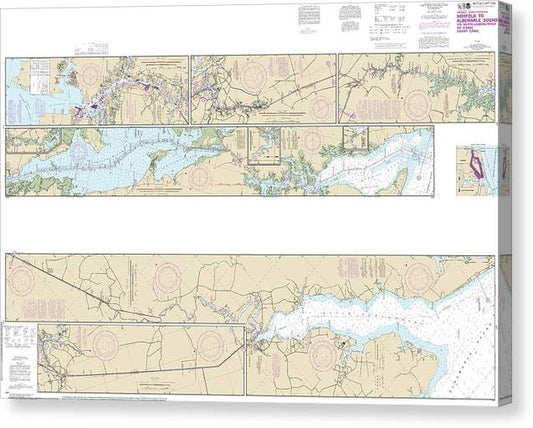 Nautical Chart-12206 Intracoastal Waterway Norfolk-Albemarle Sound-North Landing River Or Great Dismal Swamp Canal Canvas Print