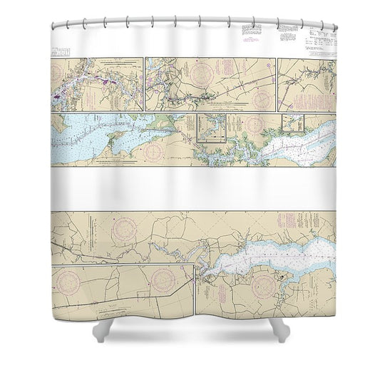 Nautical Chart 12206 Intracoastal Waterway Norfolk Albemarle Sound North Landing River Or Great Dismal Swamp Canal Shower Curtain