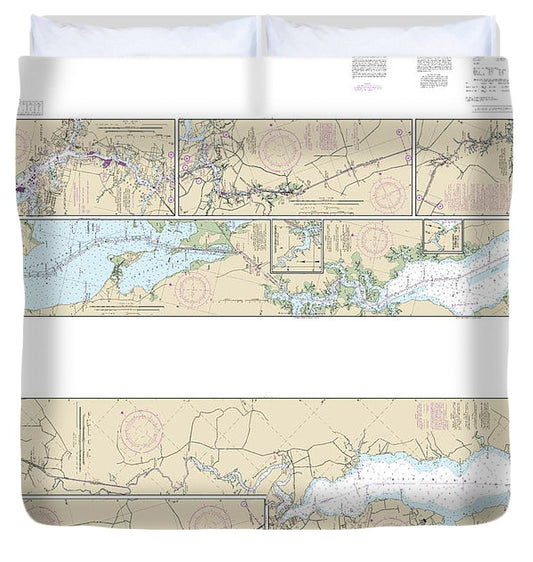 Nautical Chart 12206 Intracoastal Waterway Norfolk Albemarle Sound North Landing River Or Great Dismal Swamp Canal Duvet Cover