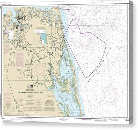 Nautical Chart-12207 Cape Henry-Currituck Beach Light Canvas Print