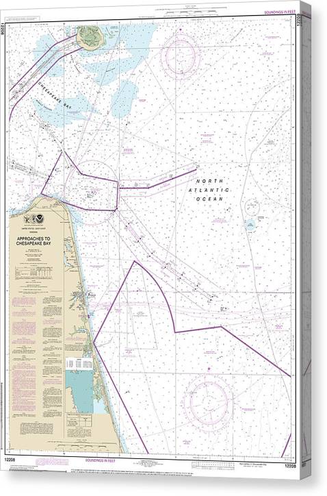 Nautical Chart-12208 Approaches-Chesapeake Bay Canvas Print