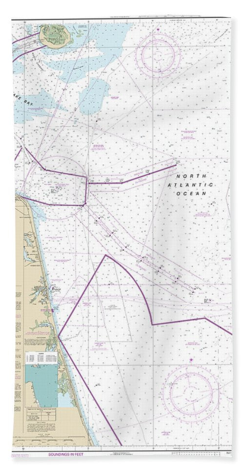 Nautical Chart-12208 Approaches-chesapeake Bay - Bath Towel