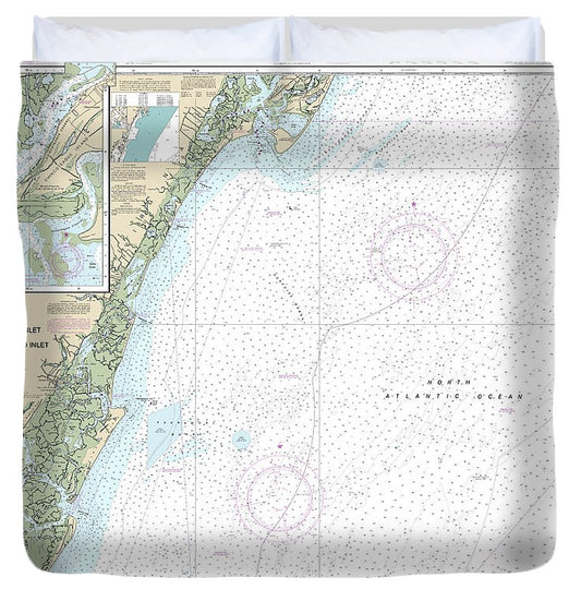 Nautical Chart 12210 Chincoteague Inlet Great Machipongo Inlet, Chincoteague Inlet Duvet Cover