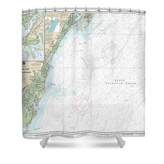 Nautical Chart 12210 Chincoteague Inlet Great Machipongo Inlet, Chincoteague Inlet Shower Curtain