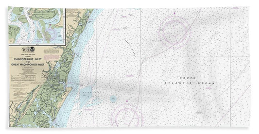 Nautical Chart-12210 Chincoteague Inlet-great Machipongo Inlet, Chincoteague Inlet - Beach Towel