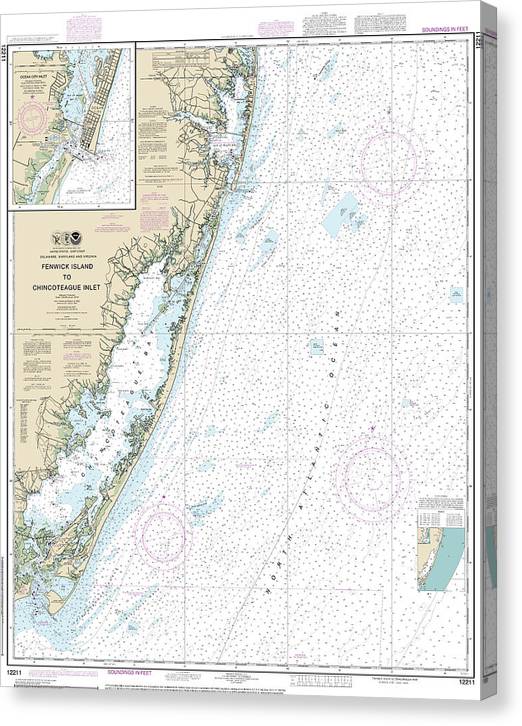Nautical Chart-12211 Fenwick Island-Chincoteague Inlet, Ocean City Inlet Canvas Print