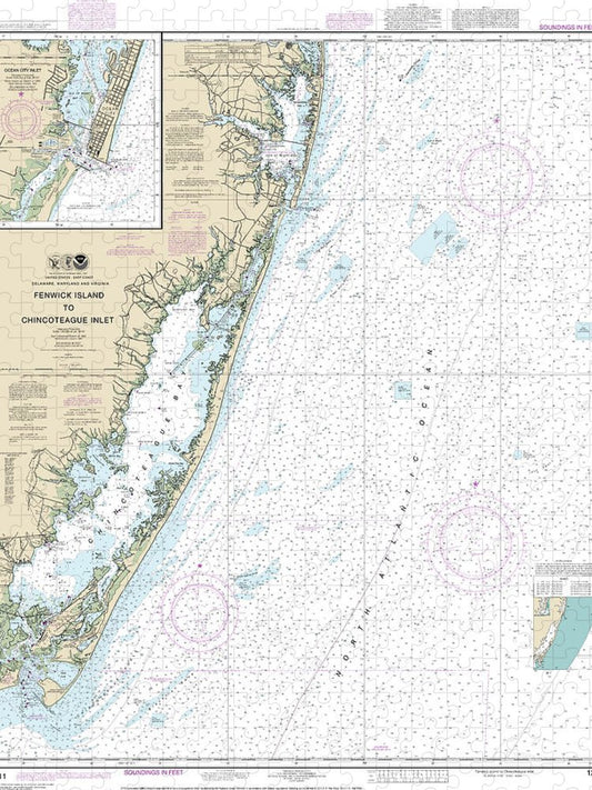 Nautical Chart 12211 Fenwick Island Chincoteague Inlet, Ocean City Inlet Puzzle