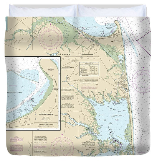 Nautical Chart 12216 Cape Henlopen Indian River Inlet, Breakwater Harbor Duvet Cover