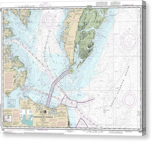 Nautical Chart-12221 Chesapeake Bay Entrance Canvas Print
