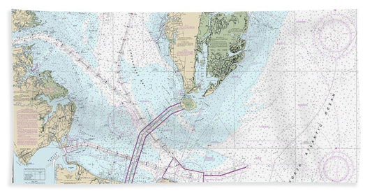 Nautical Chart-12221 Chesapeake Bay Entrance - Bath Towel