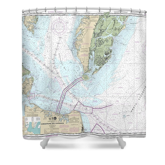 Nautical Chart 12221 Chesapeake Bay Entrance Shower Curtain