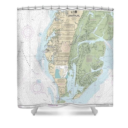 Nautical Chart 12224 Chesapeake Bay Cape Charles Wolf Trap Shower Curtain