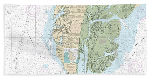 Nautical Chart-12224 Chesapeake Bay Cape Charles-wolf Trap - Bath Towel