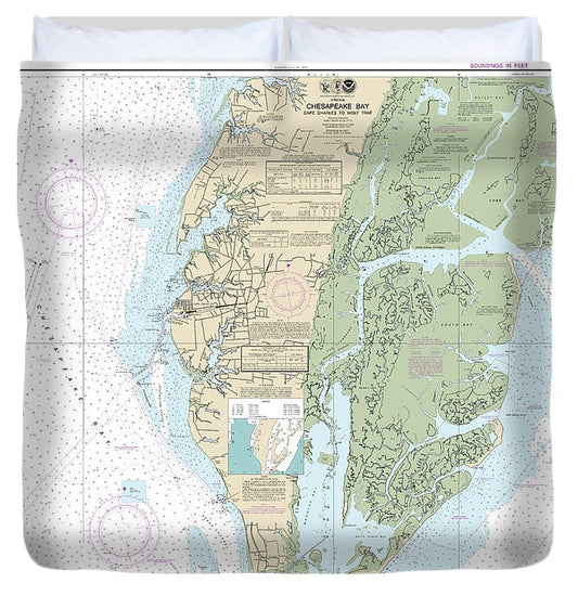 Nautical Chart 12224 Chesapeake Bay Cape Charles Wolf Trap Duvet Cover