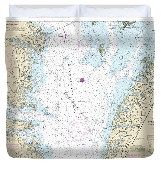 Nautical Chart 12225 Chesapeake Bay Wolf Trap Smith Point Duvet Cover