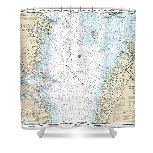 Nautical Chart 12225 Chesapeake Bay Wolf Trap Smith Point Shower Curtain