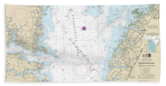Nautical Chart-12225 Chesapeake Bay Wolf Trap-smith Point - Beach Towel