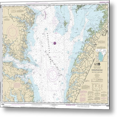 A beuatiful Metal Print of the Nautical Chart-12225 Chesapeake Bay Wolf Trap-Smith Point - Metal Print by SeaKoast.  100% Guarenteed!