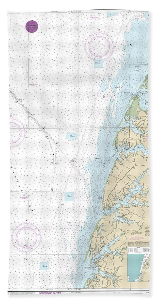 Nautical Chart-12226 Chesapeake Bay Wolf Trap-pungoteague Creek - Bath Towel