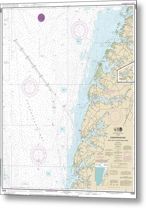 A beuatiful Metal Print of the Nautical Chart-12226 Chesapeake Bay Wolf Trap-Pungoteague Creek - Metal Print by SeaKoast.  100% Guarenteed!