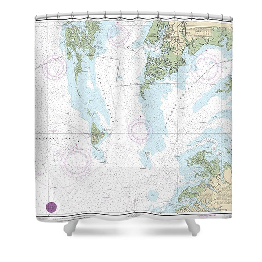 Nautical Chart 12228 Chesapeake Bay Pocomoke Tangier Sounds Shower Curtain