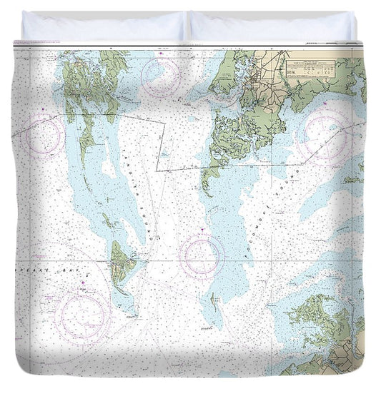 Nautical Chart 12228 Chesapeake Bay Pocomoke Tangier Sounds Duvet Cover