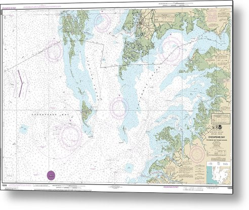 A beuatiful Metal Print of the Nautical Chart-12228 Chesapeake Bay Pocomoke-Tangier Sounds - Metal Print by SeaKoast.  100% Guarenteed!