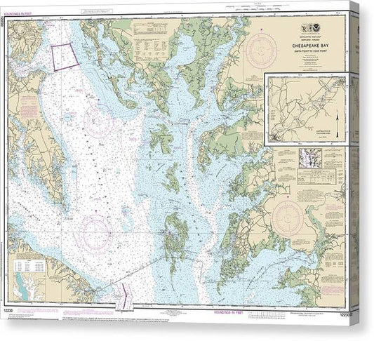 Nautical Chart-12230 Chesapeake Bay Smith Point-Cove Point Canvas Print