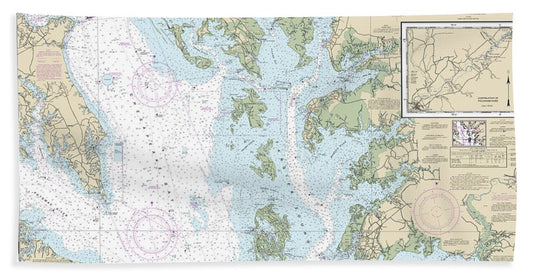 Nautical Chart-12230 Chesapeake Bay Smith Point-cove Point - Bath Towel