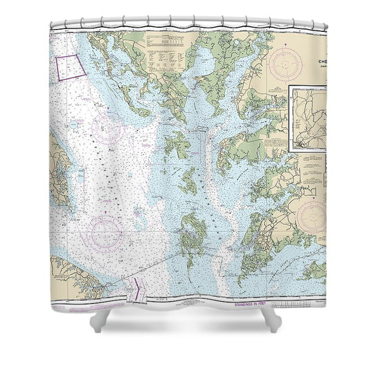 Nautical Chart 12230 Chesapeake Bay Smith Point Cove Point Shower Curtain