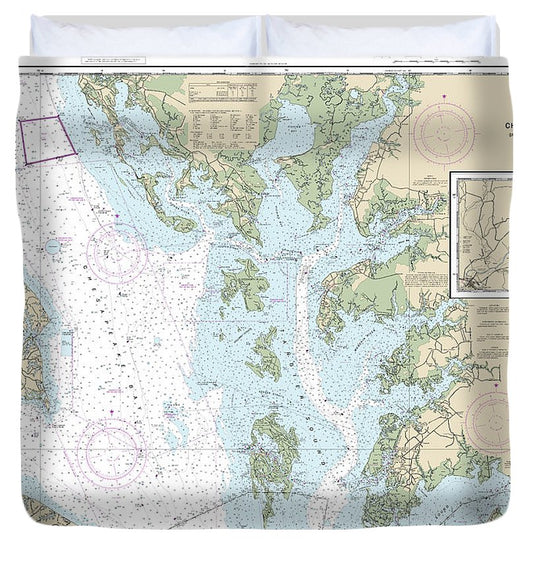 Nautical Chart 12230 Chesapeake Bay Smith Point Cove Point Duvet Cover