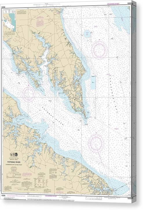 Nautical Chart-12233 Potomac River Chesapeake Bay-Piney Point Canvas Print