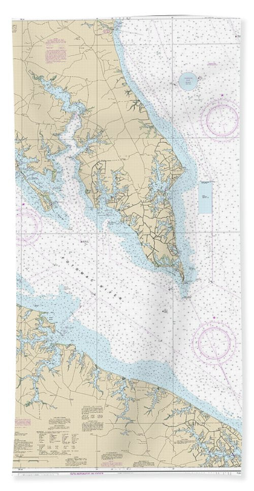 Nautical Chart-12233 Potomac River Chesapeake Bay-piney Point - Bath Towel