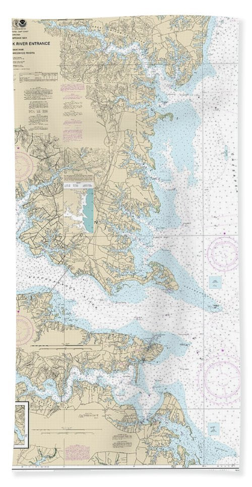 Nautical Chart-12235 Chesapeake Bay Rappahannock River Entrance, Piankatank-great Wicomico Rivers - Beach Towel