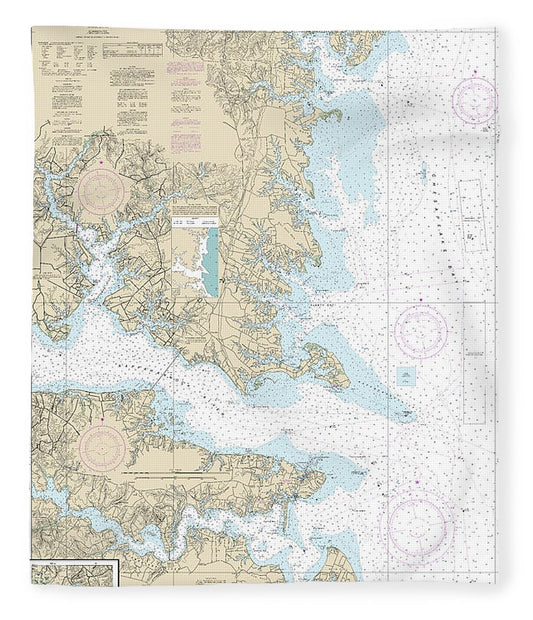 Nautical Chart 12235 Chesapeake Bay Rappahannock River Entrance, Piankatank Great Wicomico Rivers Blanket