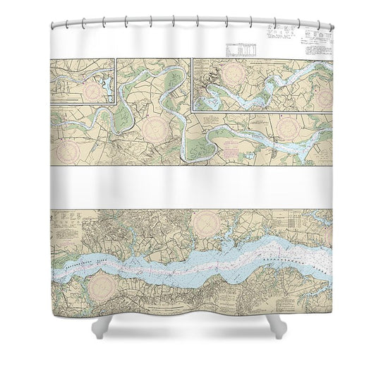 Nautical Chart 12237 Rappahannock River Corrotoman River Fredericksburg Shower Curtain