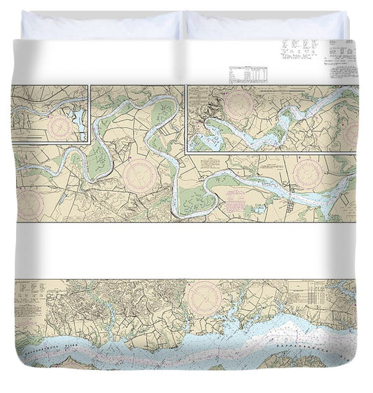 Nautical Chart 12237 Rappahannock River Corrotoman River Fredericksburg Duvet Cover