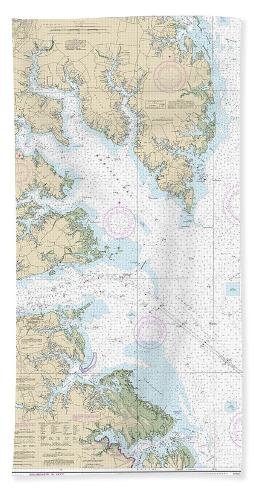 Nautical Chart-12238 Chesapeake Bay Mobjack Bay-york River Entrance - Beach Towel