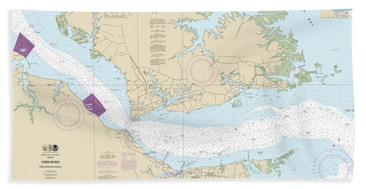 Nautical Chart-12241 York River Yorktown-vicinity - Bath Towel