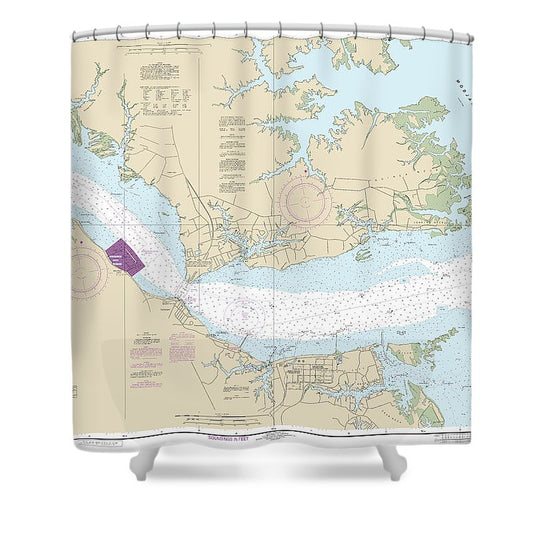 Nautical Chart 12241 York River Yorktown Vicinity Shower Curtain