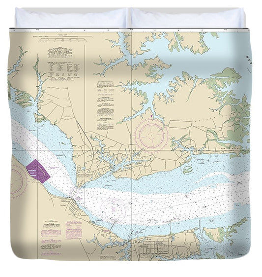 Nautical Chart 12241 York River Yorktown Vicinity Duvet Cover