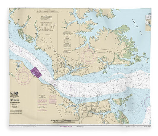 Nautical Chart 12241 York River Yorktown Vicinity Blanket