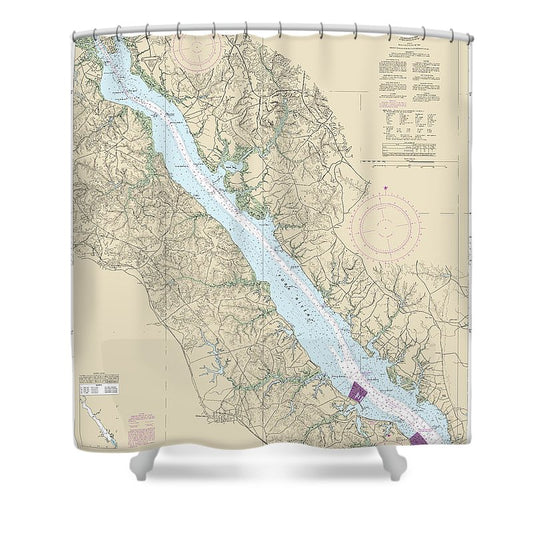Nautical Chart 12243 York River Yorktown West Point Shower Curtain
