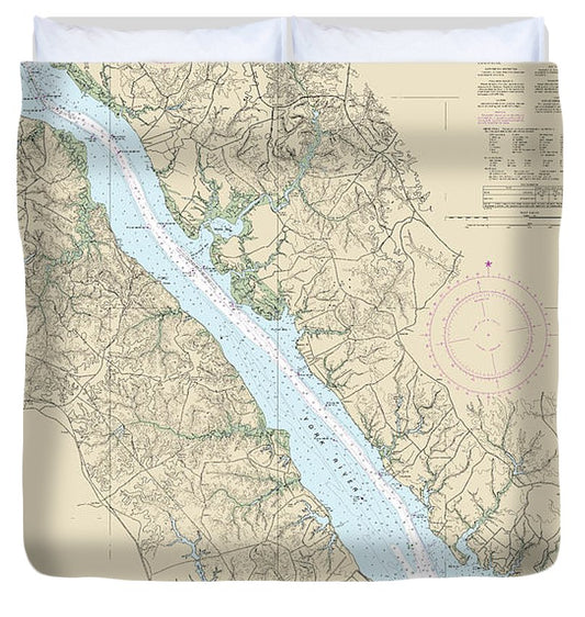 Nautical Chart 12243 York River Yorktown West Point Duvet Cover