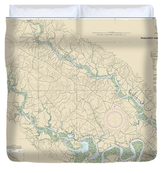 Nautical Chart 12244 Pamunkey Mattaponi Rivers Duvet Cover