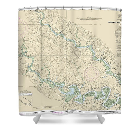 Nautical Chart 12244 Pamunkey Mattaponi Rivers Shower Curtain