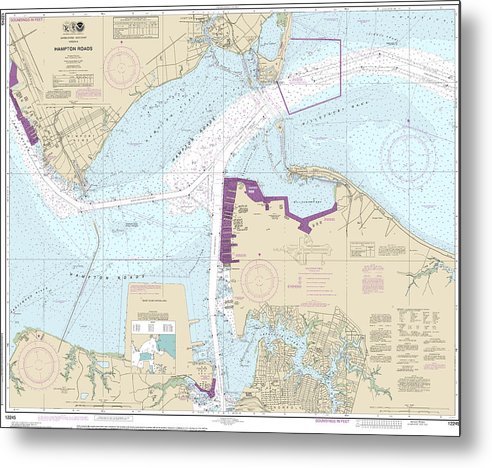 A beuatiful Metal Print of the Nautical Chart-12245 Hampton Roads - Metal Print by SeaKoast.  100% Guarenteed!